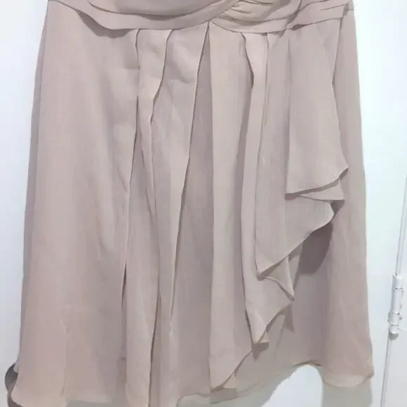 David's Bridal Strapless Crinkle Chiffon Dress Shade Biscot Women's Size 12 - Picture 5 of 9